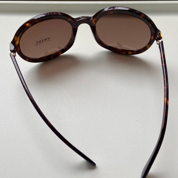 PRADA Sunglasses 0PR 09VS Tortoiseshell Havana Plastic Round Sunglasses NIB - Picture 8 of 11